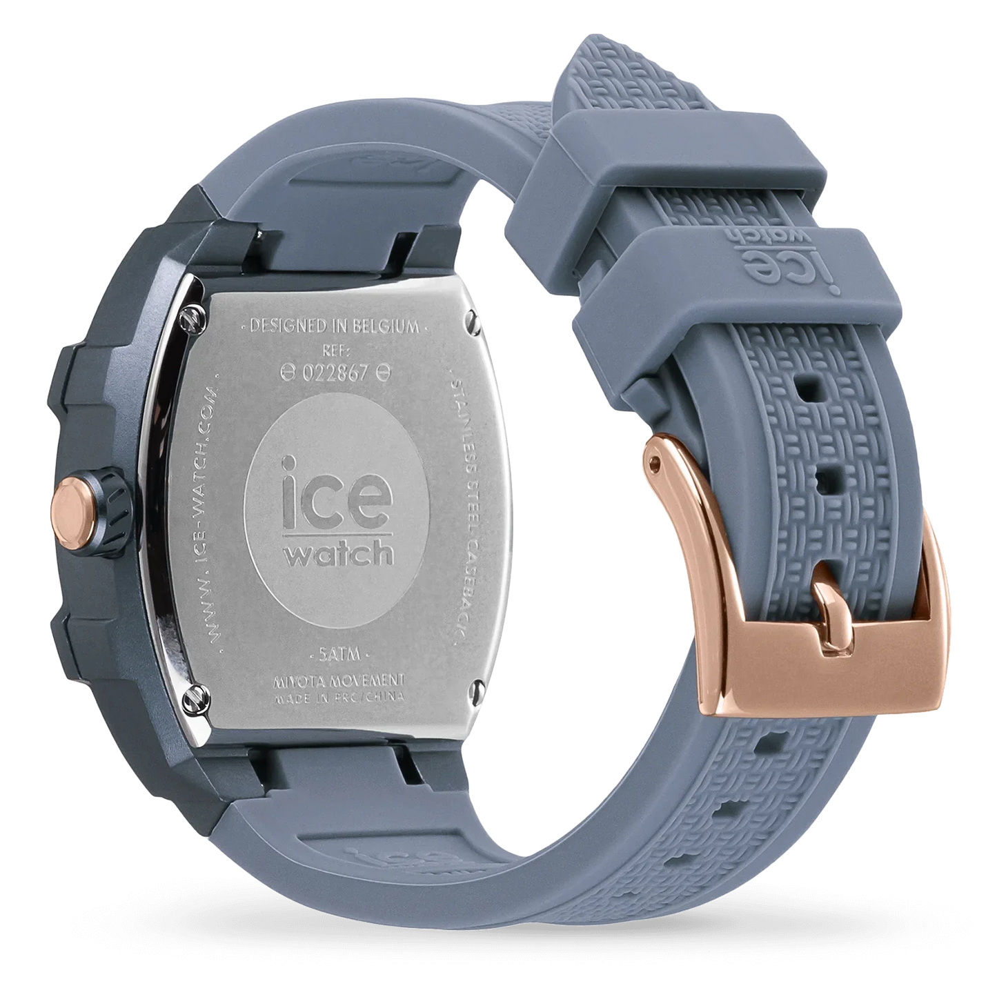 Horizon blue ladies watch with rose gold-plated aluminum case and blue silicone strap, ICE Boliday 022867 model.