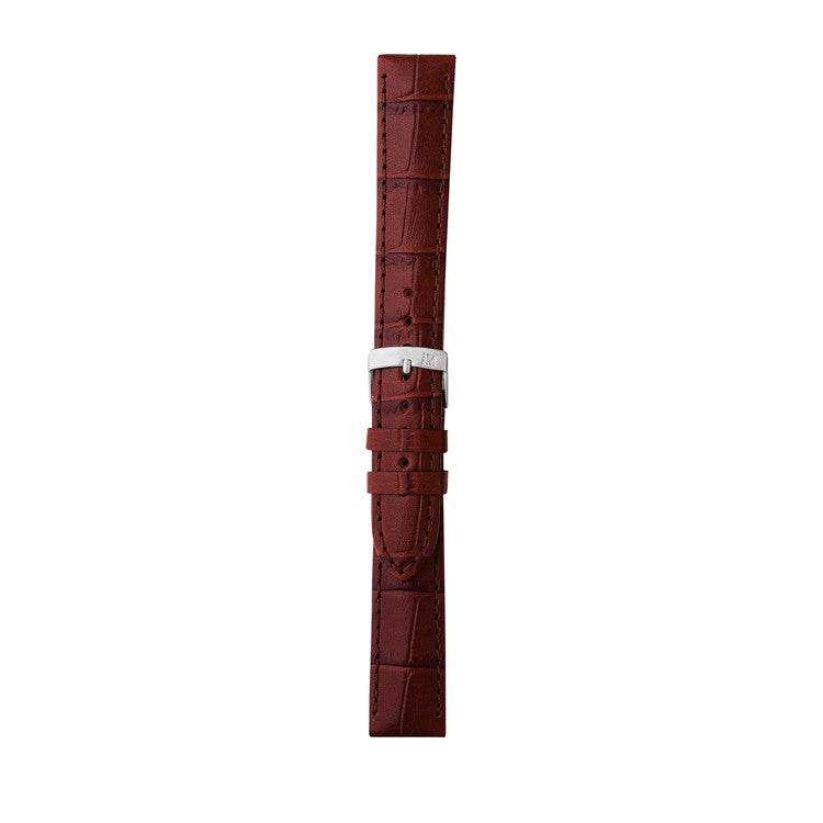 Morellato Samba alligator grain calf leather watch strap with tonal stitching, flat profile, and sophisticated design.