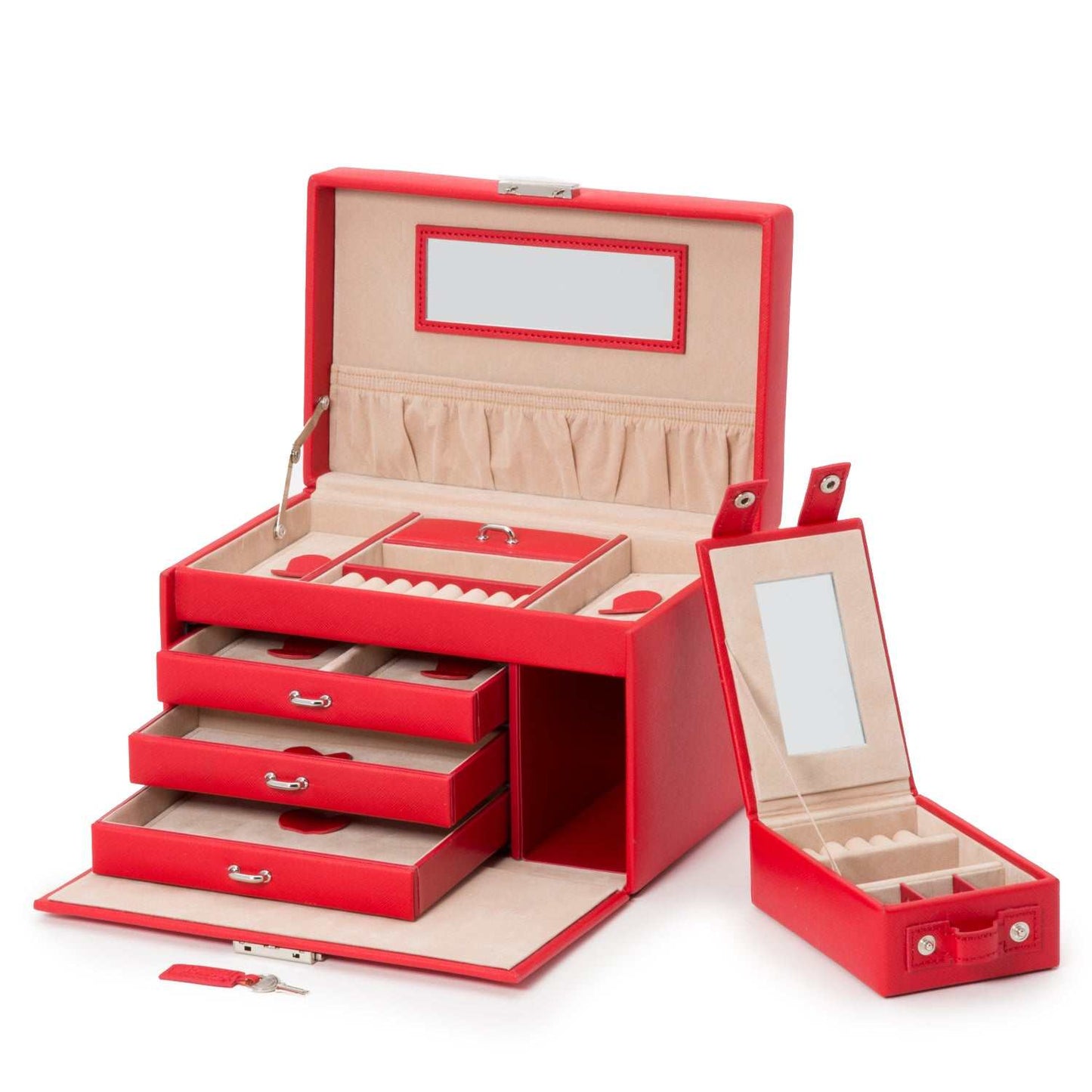 Strapista UKJewellery BoxWolf Heritage Small Jewellery Box Red Saffiano 280014Strapista UK