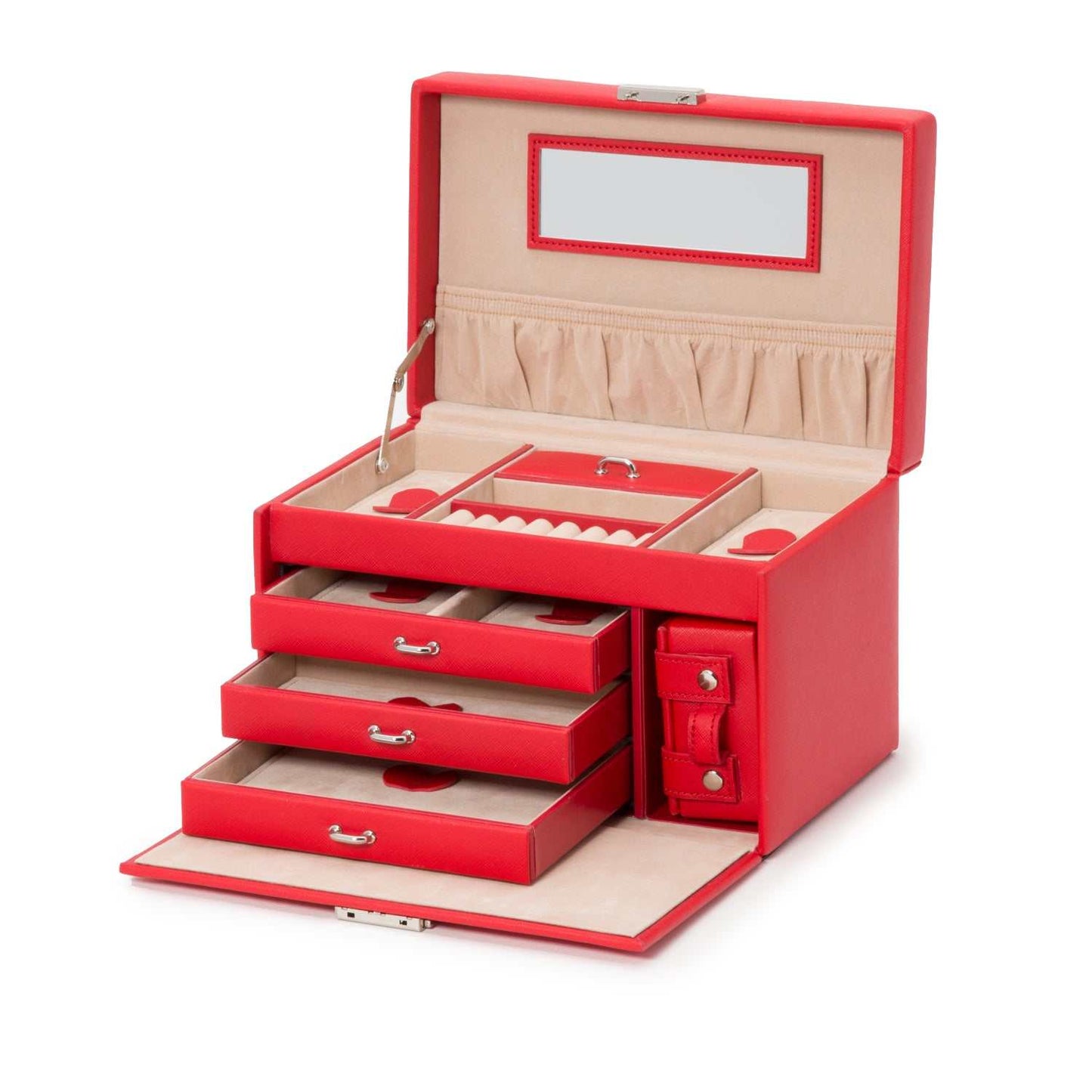Strapista UKJewellery BoxWolf Heritage Small Jewellery Box Red Saffiano 280014Strapista UK