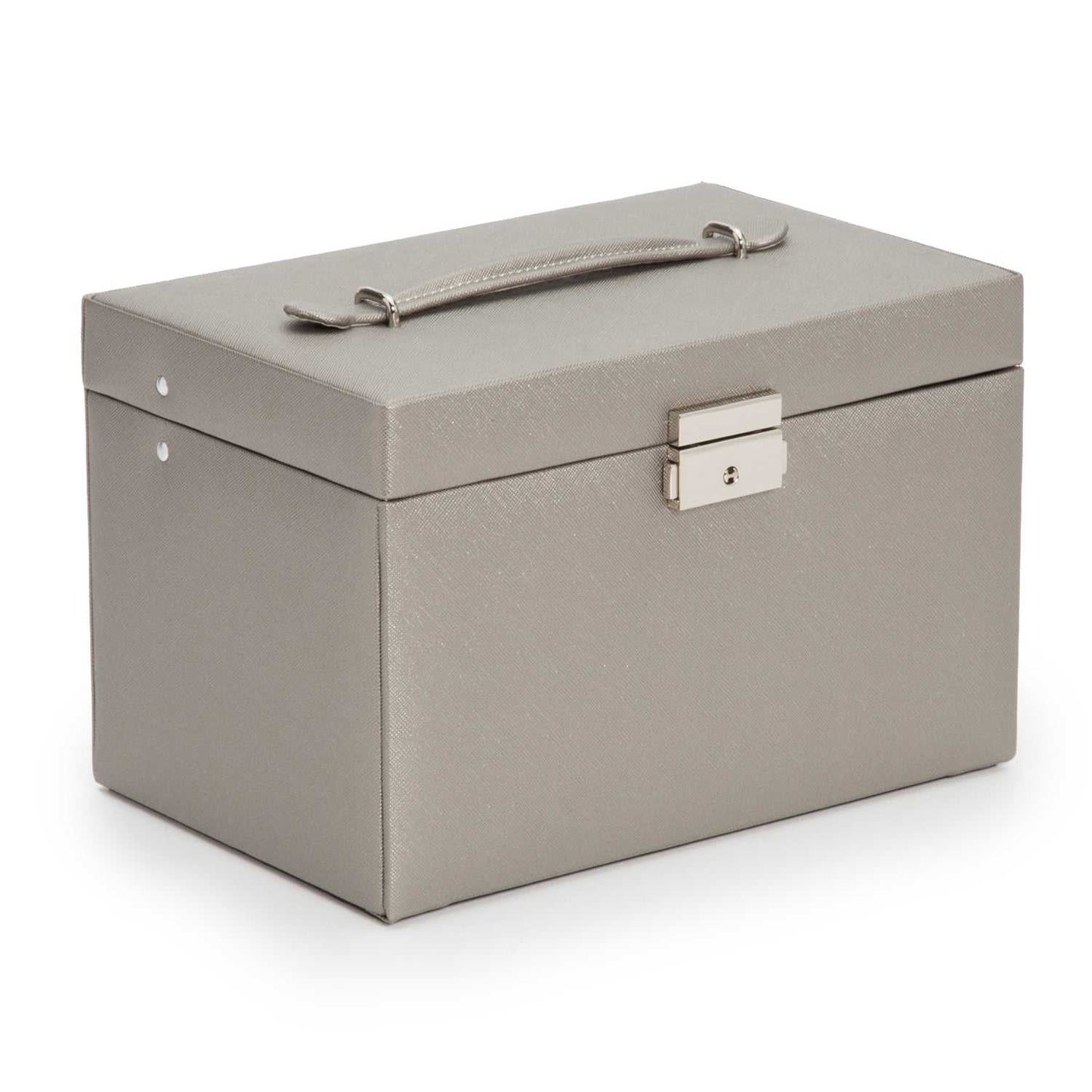 Strapista UKJewellery BoxWolf Heritage Small Jewellery Box Pewter Saffiano 280034Strapista UK