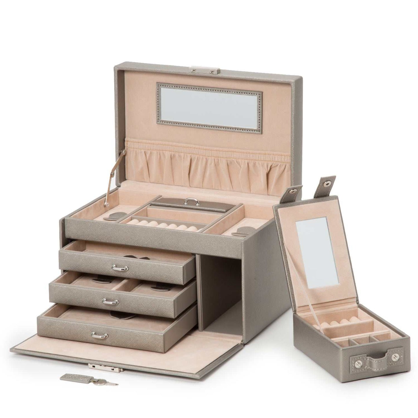 Strapista UKJewellery BoxWolf Heritage Small Jewellery Box Pewter Saffiano 280034Strapista UK