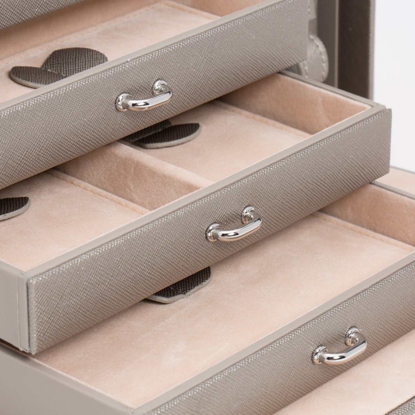 Strapista UKJewellery BoxWolf Heritage Small Jewellery Box Pewter Saffiano 280034Strapista UK