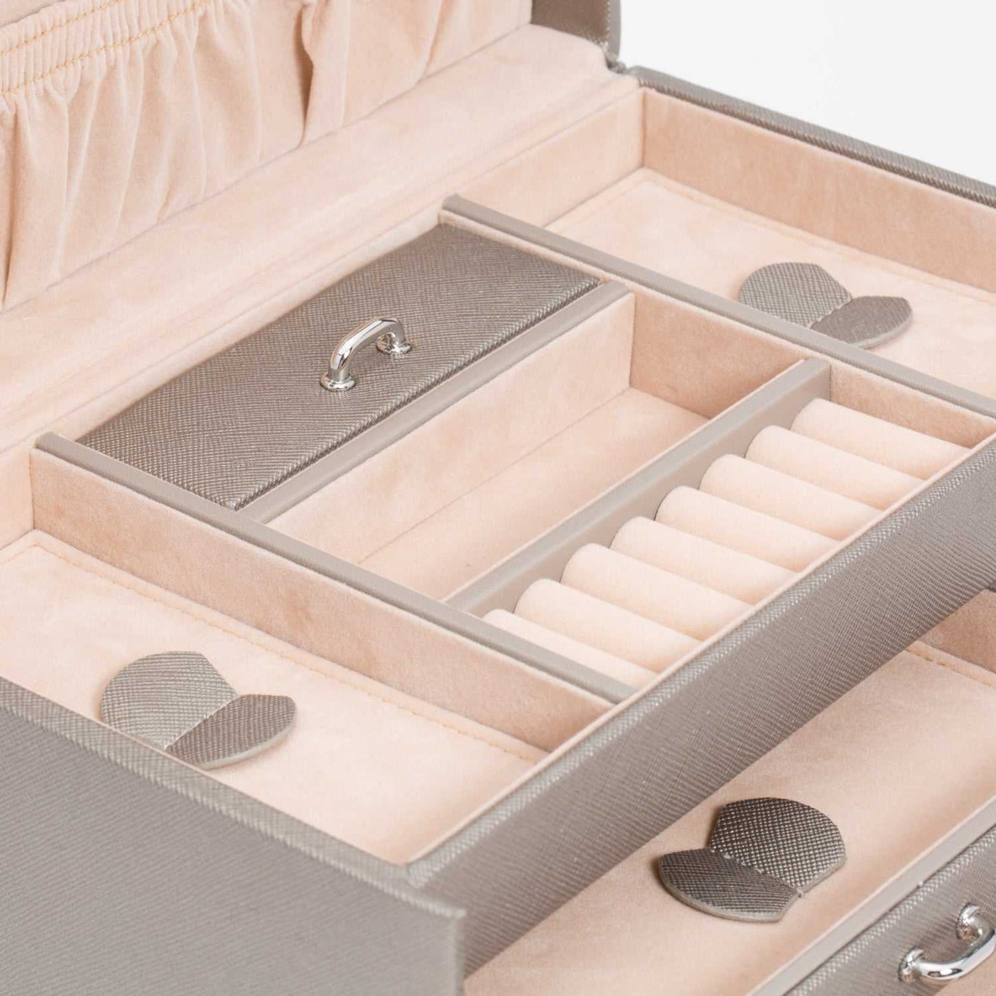 Strapista UKJewellery BoxWolf Heritage Small Jewellery Box Pewter Saffiano 280034Strapista UK