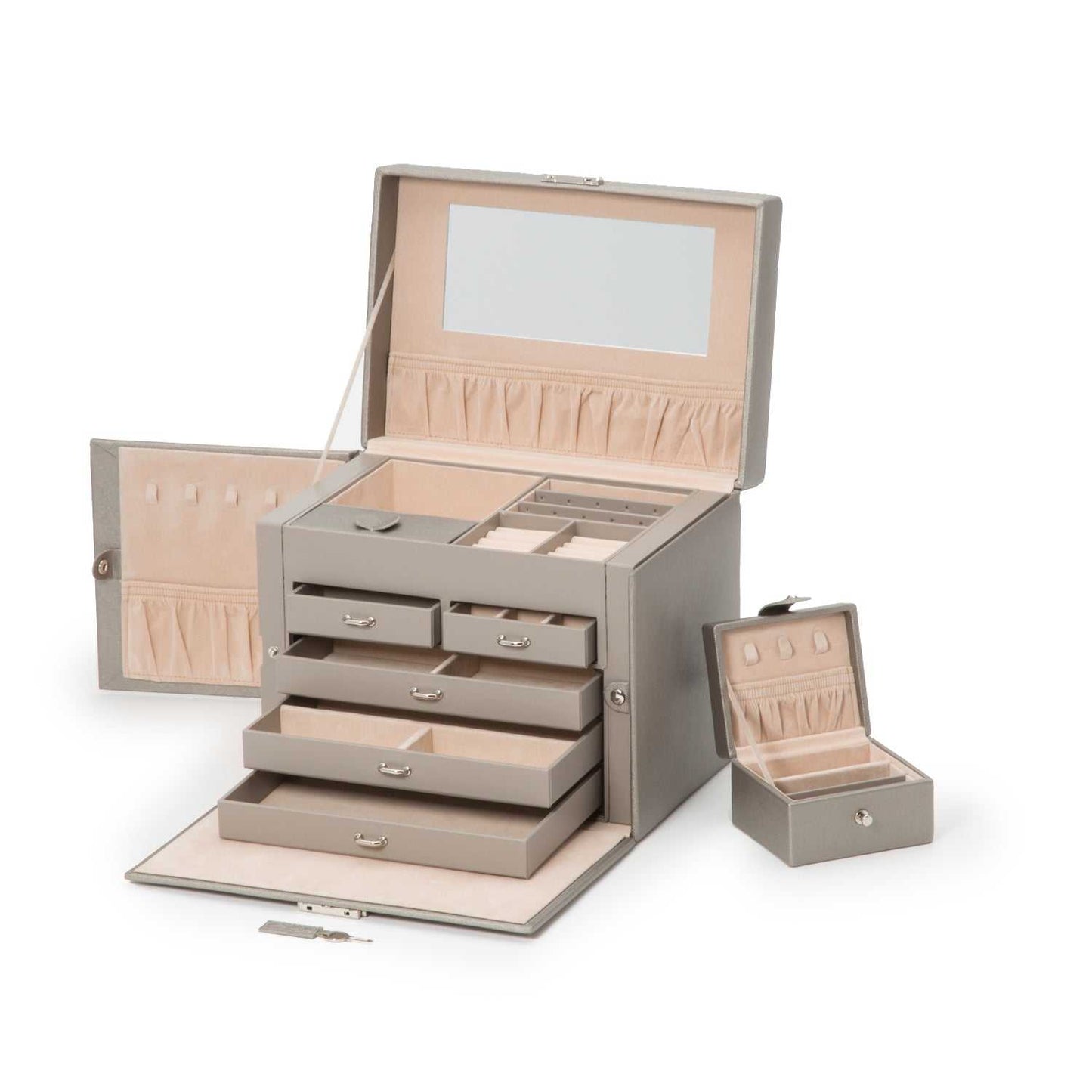 Strapista UKWolf Heritage Medium Jewellery Box Pewter Saffiano 280134Strapista UK