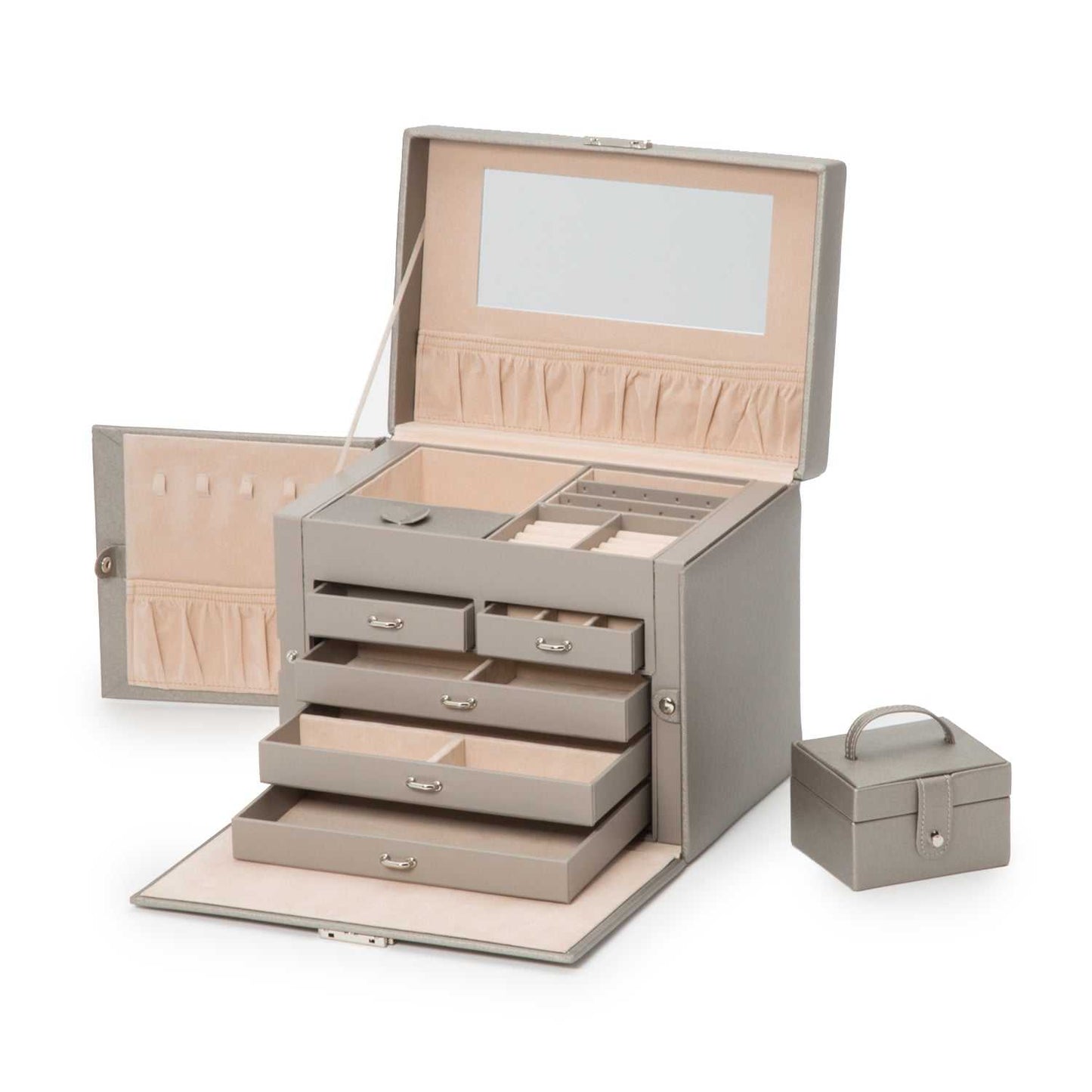 Strapista UKWolf Heritage Medium Jewellery Box Pewter Saffiano 280134Strapista UK