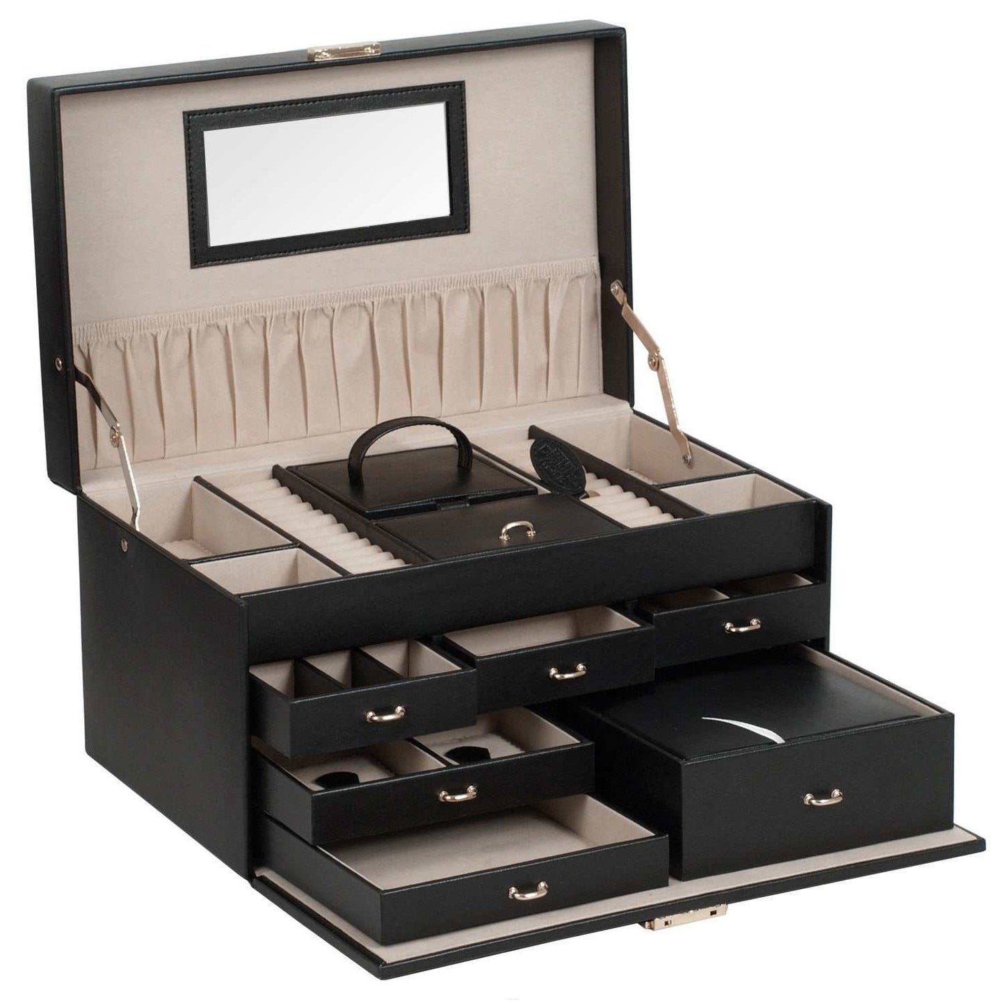 Jewellery BoxWolf Heritage Large Jewellery Box Black 280202Introducing the Wolf Heritage Large Jewellery Box in timeless Black (Model: 280202) – where classic style meets functional design for the perfect blend of sophistica