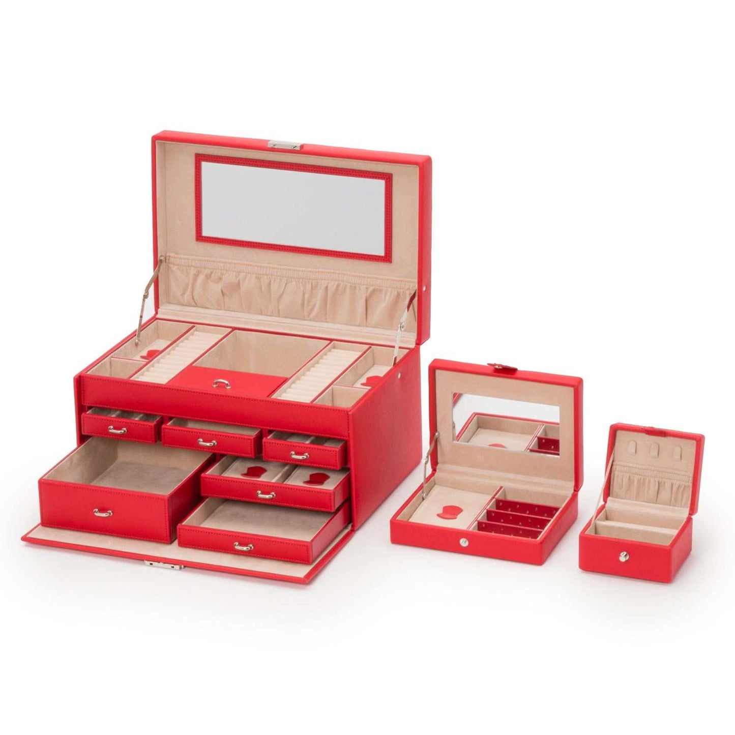 Strapista UKJewellery BoxWolf Heritage Large Jewellery Box Red Saffiano 280214Strapista UK