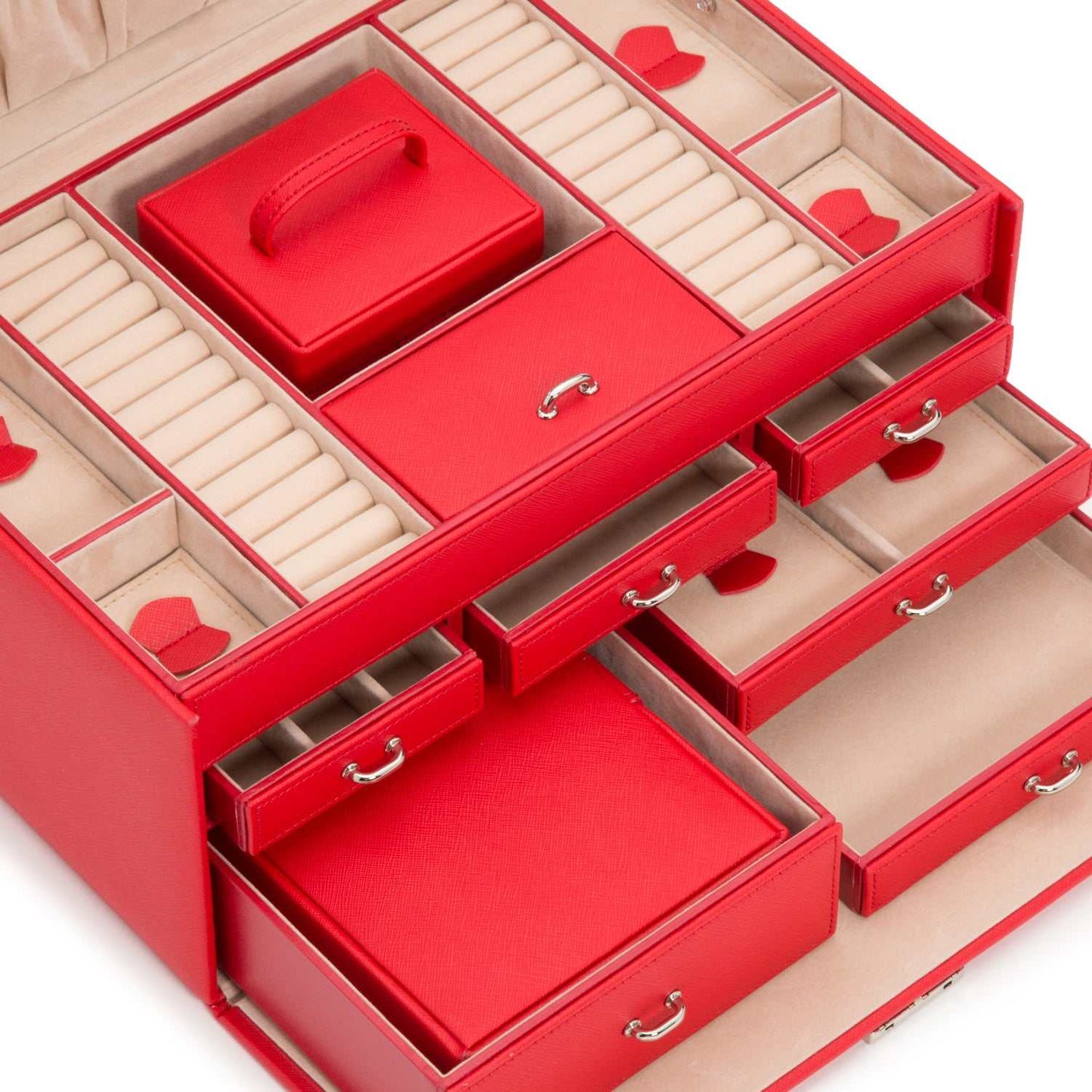 Strapista UKJewellery BoxWolf Heritage Large Jewellery Box Red Saffiano 280214Strapista UK