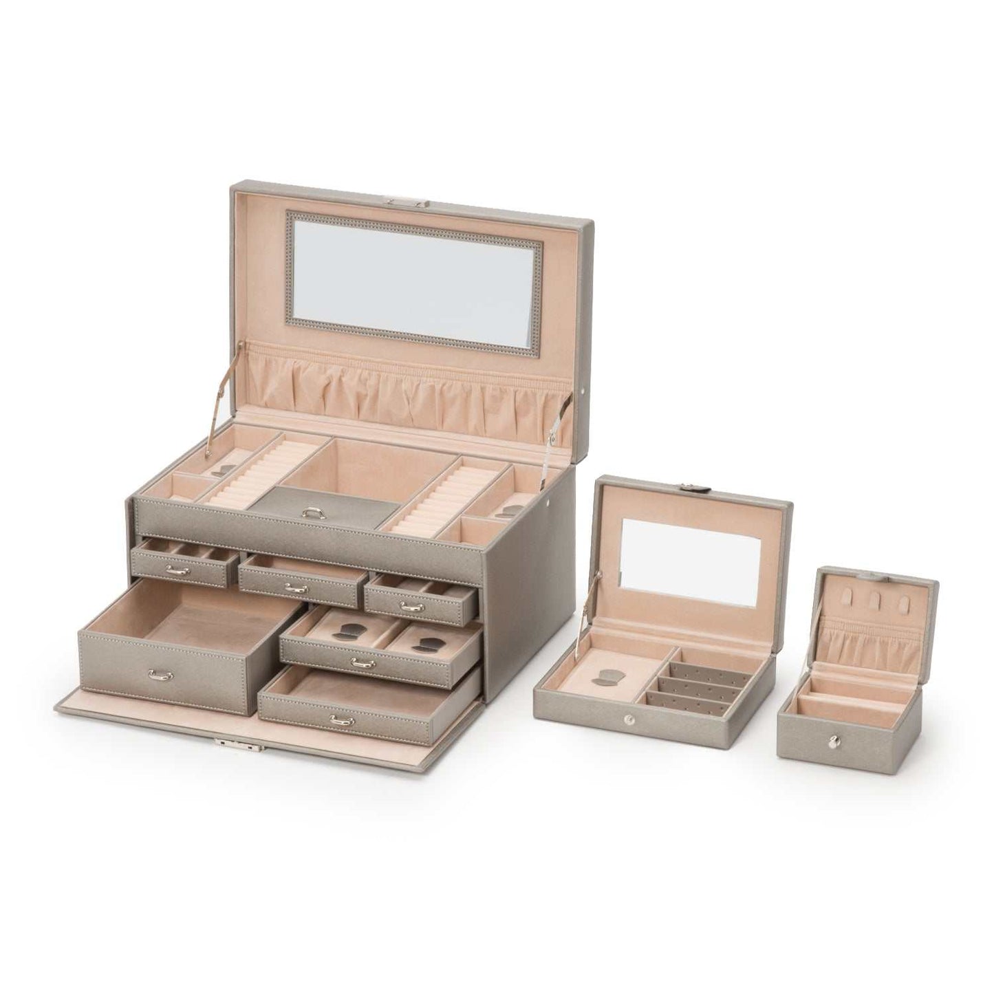 Strapista UKJewellery BoxWolf Heritage Large Jewellery Box Pewter Saffiano 280234Strapista UK