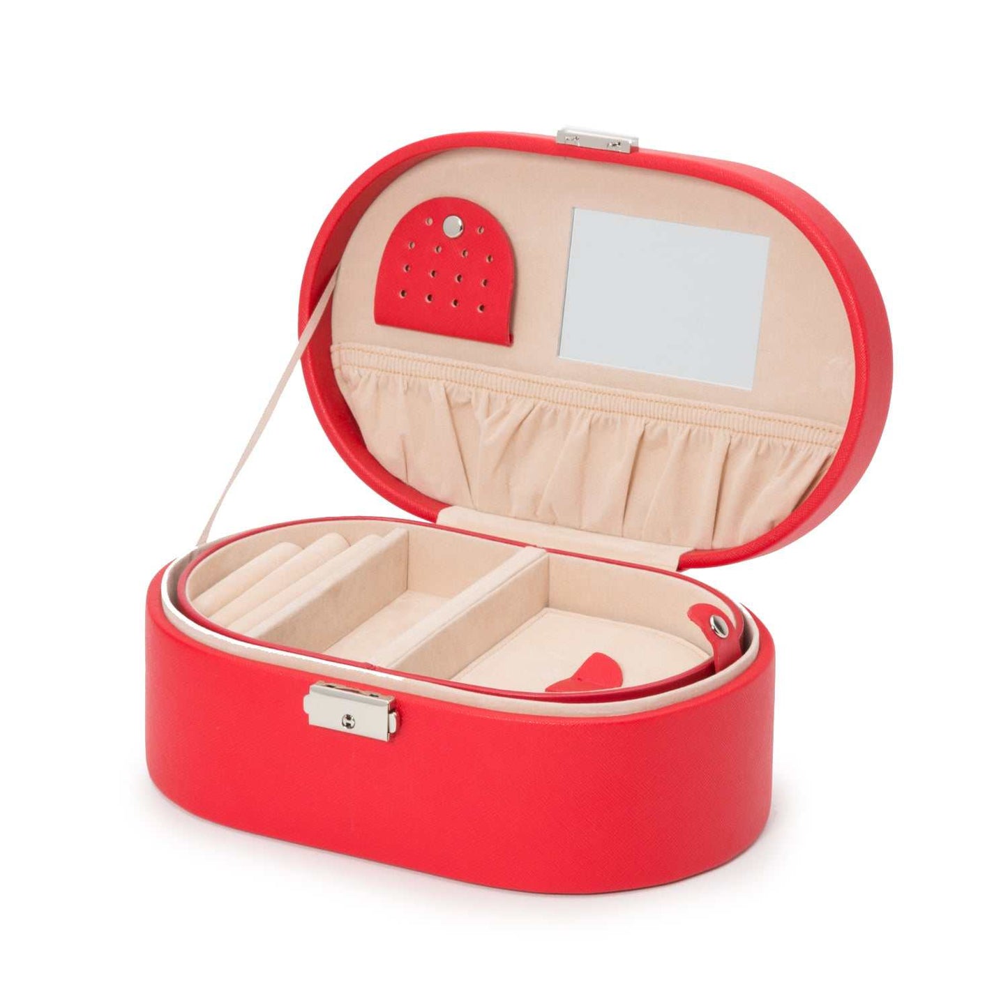 Strapista UKJewellery BoxWolf Heritage Oval Jewellery Box Red Saffiano 280514Strapista UK