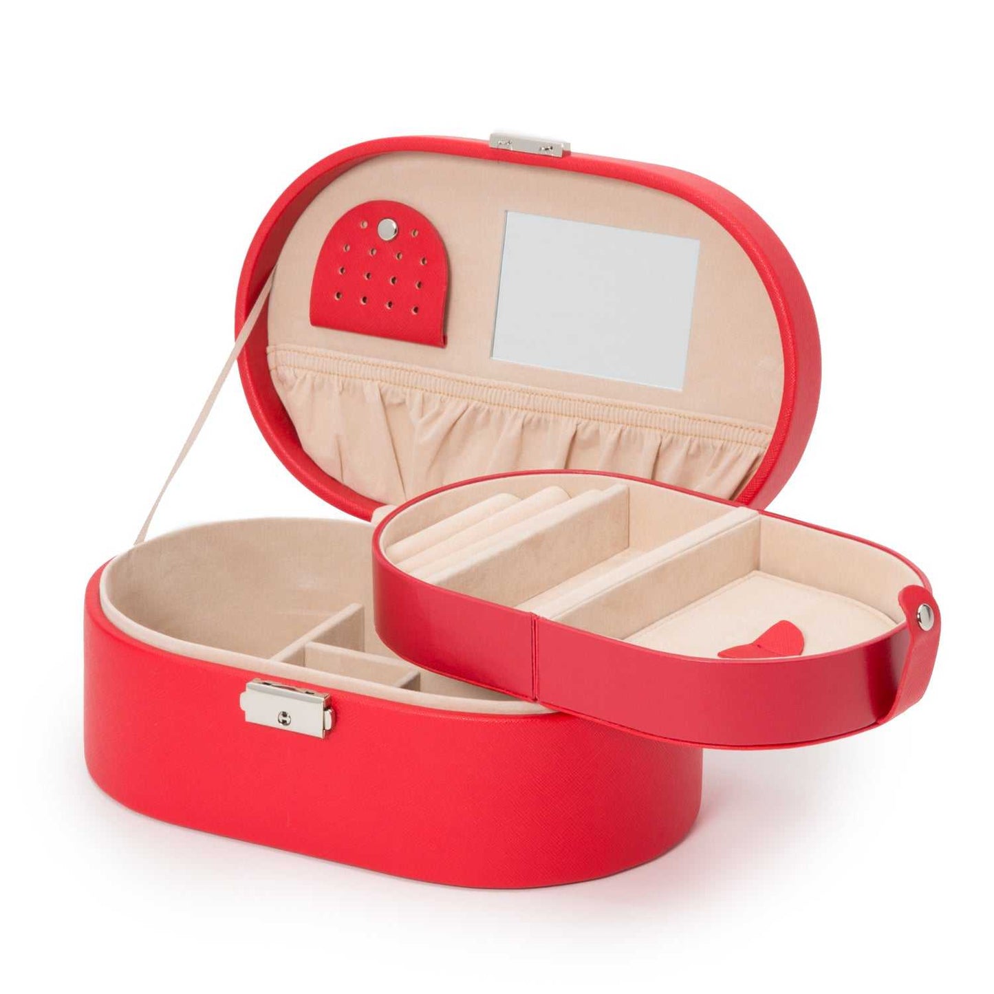 Strapista UKJewellery BoxWolf Heritage Oval Jewellery Box Red Saffiano 280514Strapista UK