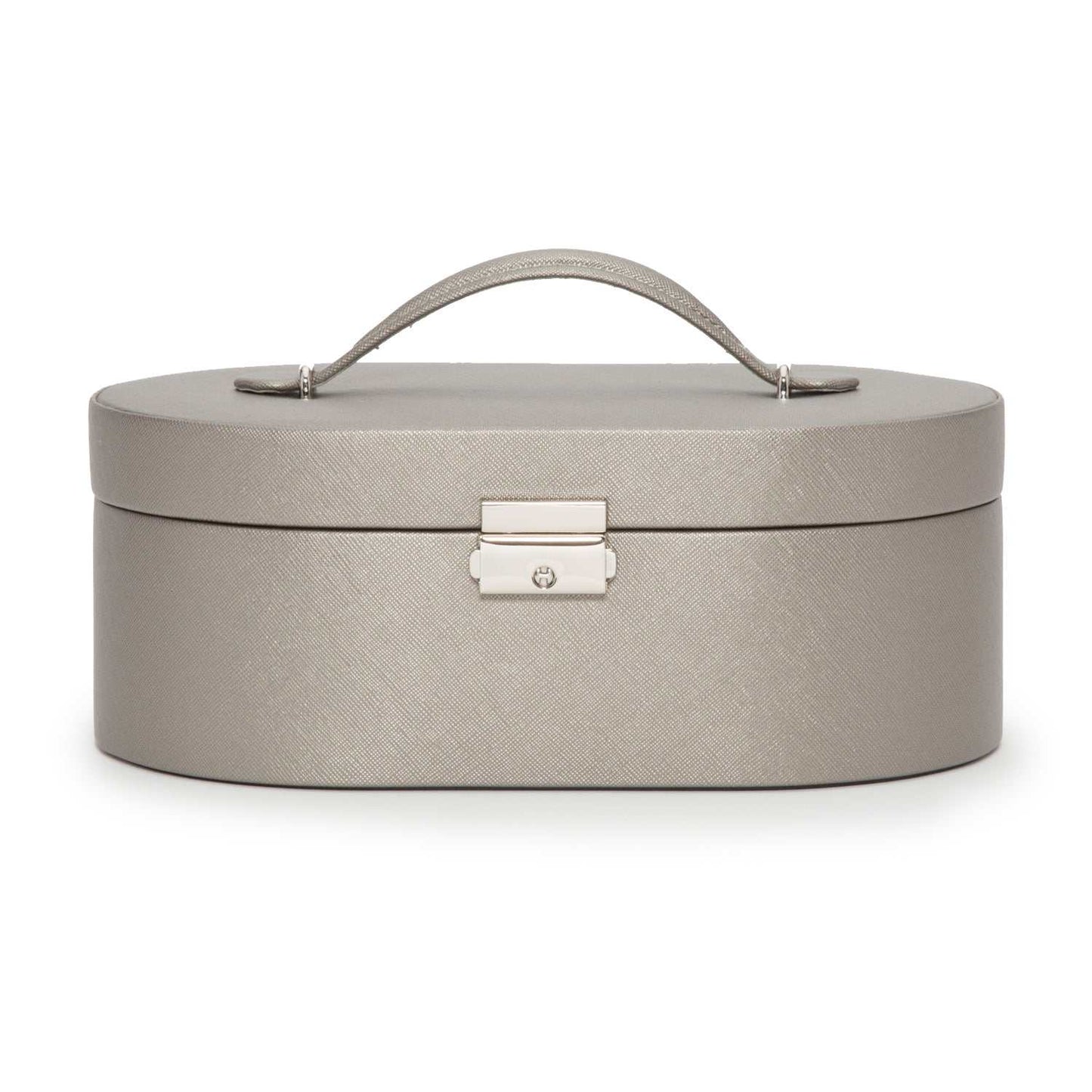 Strapista UKJewellery BoxWolf Heritage Oval Jewellery Box Pewter Saffiano 280534Strapista UK