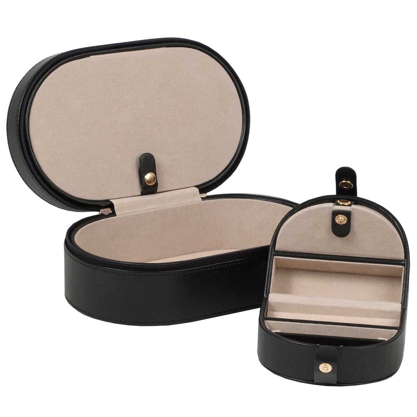 Strapista UKJewellery BoxWolf Heritage Oval Zip Case Jewellery Box Black 280602Strapista UK