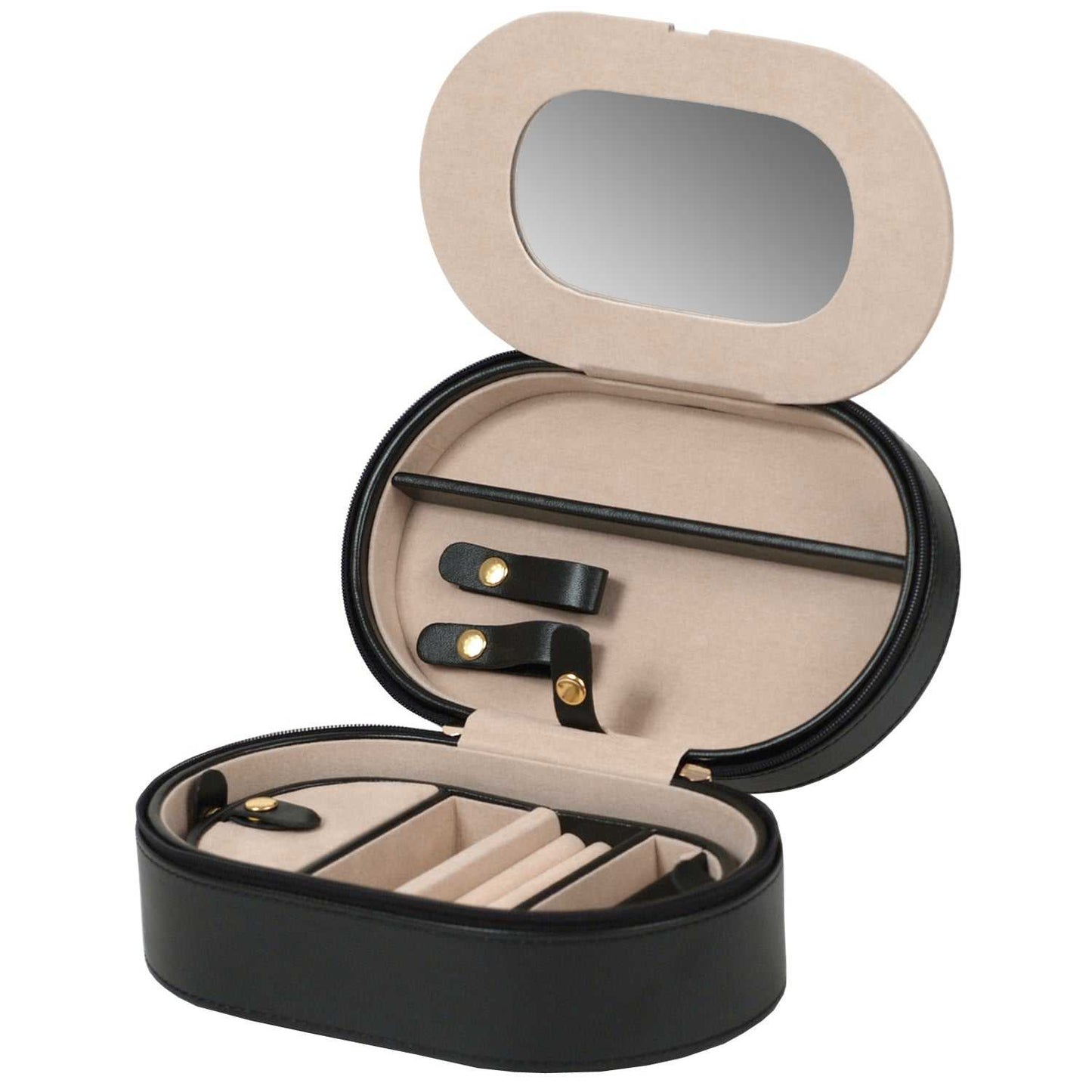 Strapista UKJewellery BoxWolf Heritage Oval Zip Case Jewellery Box Black 280602Strapista UK