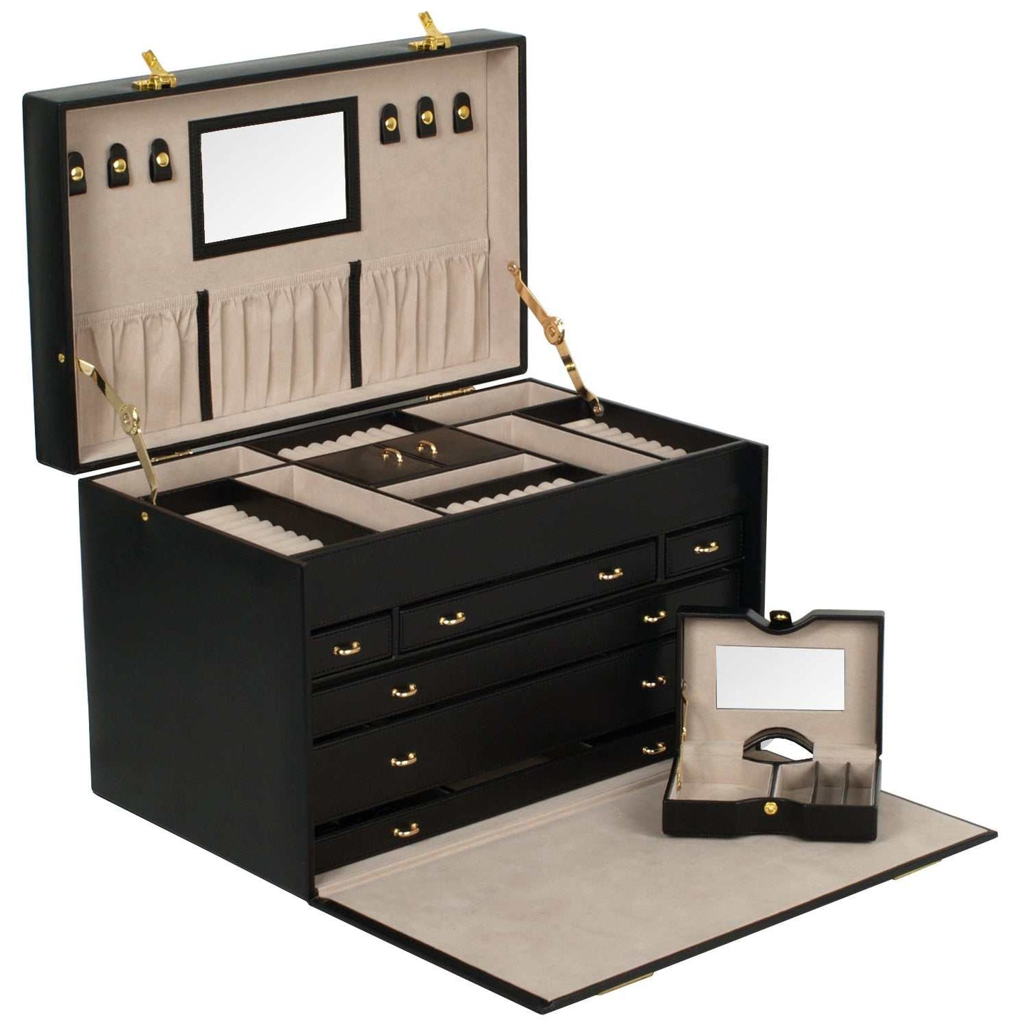 Jewellery BoxWolf Heritage Jewellery Armoire Black 280802Introducing the Wolf Heritage Jewellery Armoire (Model: 280802) in sleek black – where unique style meets functional design, offering a sophisticated solution to you