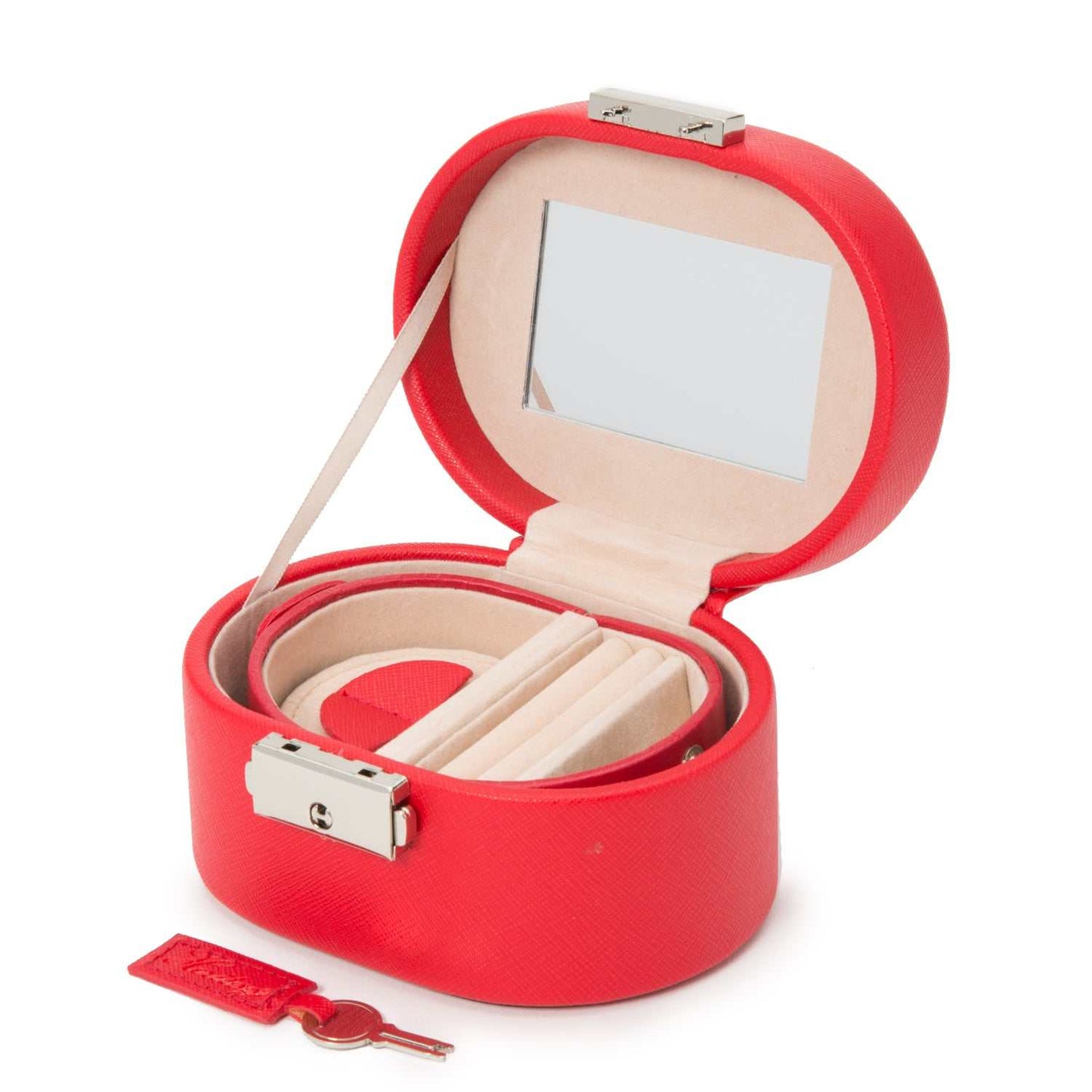 Strapista UKJewellery BoxWolf Heritage Mini Oval Jewellery Box Red Saffiano 281414Strapista UK