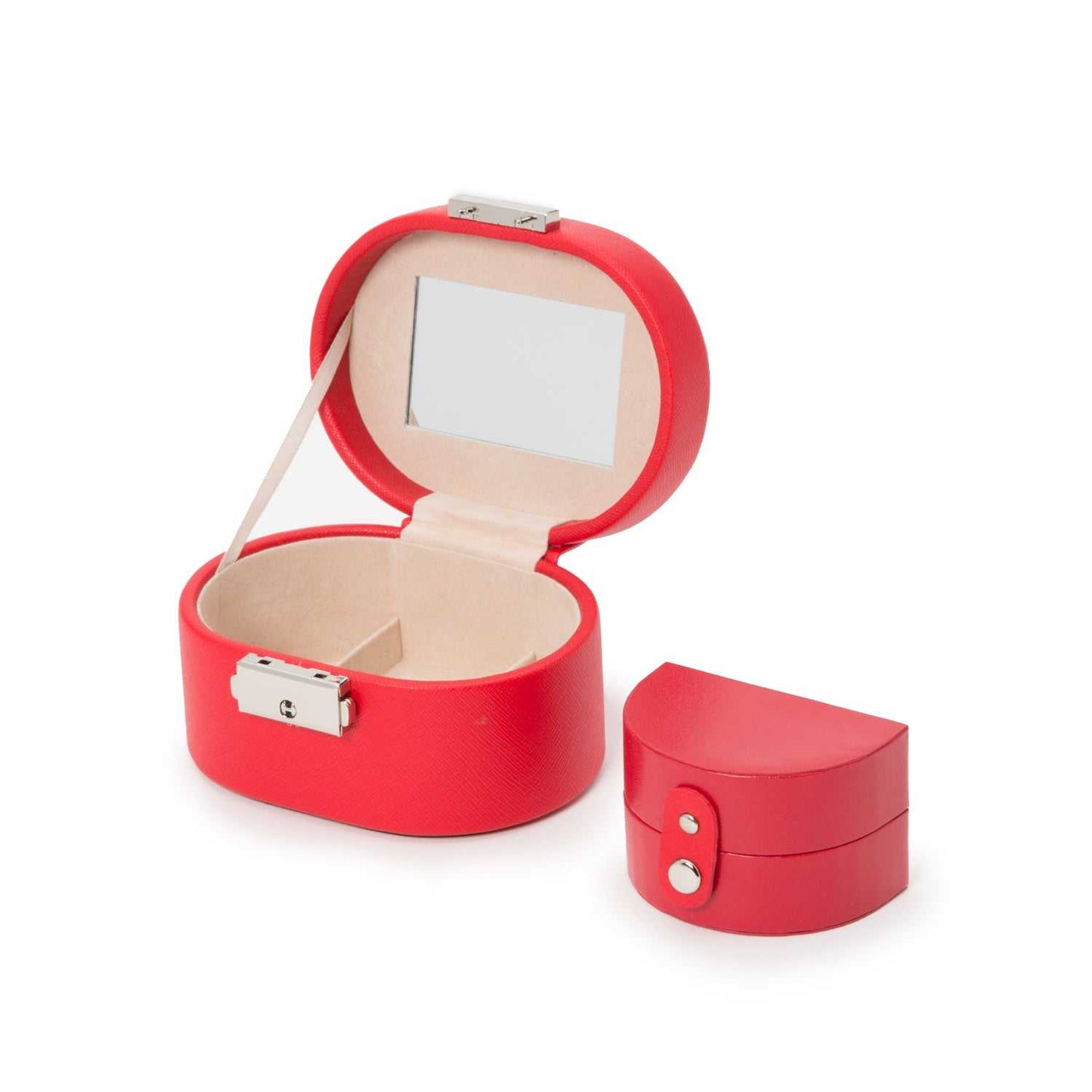 Strapista UKJewellery BoxWolf Heritage Mini Oval Jewellery Box Red Saffiano 281414Strapista UK