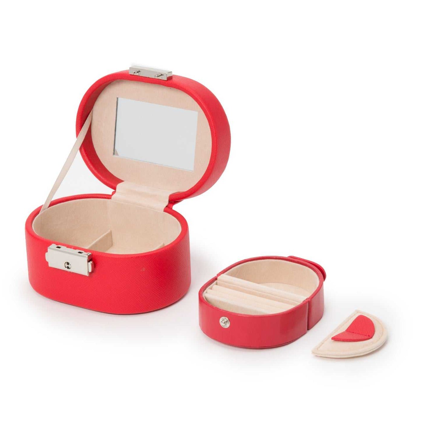 Strapista UKJewellery BoxWolf Heritage Mini Oval Jewellery Box Red Saffiano 281414Strapista UK
