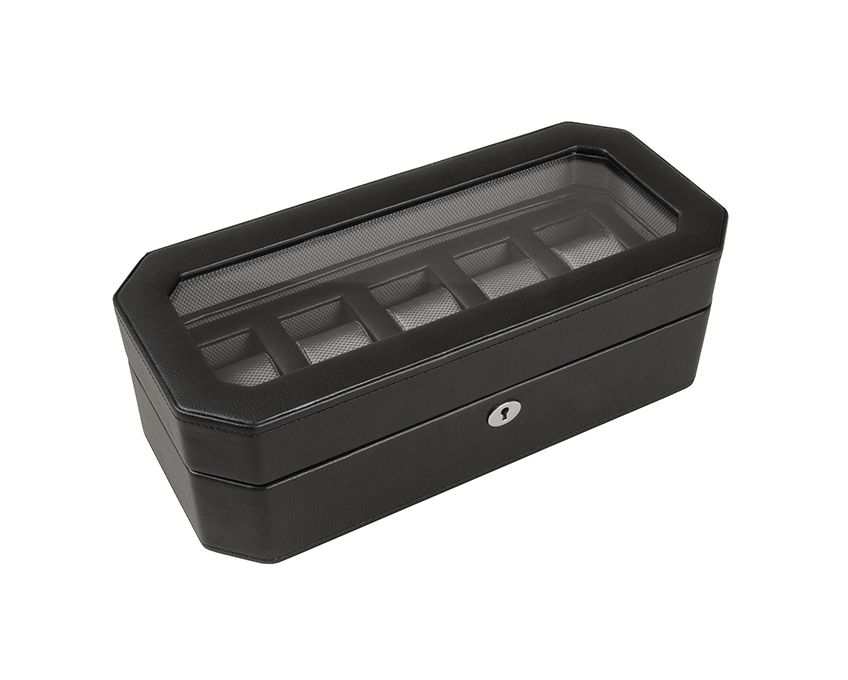 watch boxesWolf Heritage Windsor 5 Piece Watch Box Black/Grey 4583029Introducing the Wolf Heritage Windsor 5 Piece Watch Box in Black/Grey (Model 4583029) – a sleek and functional accessory meticulously crafted to showcase and organiz