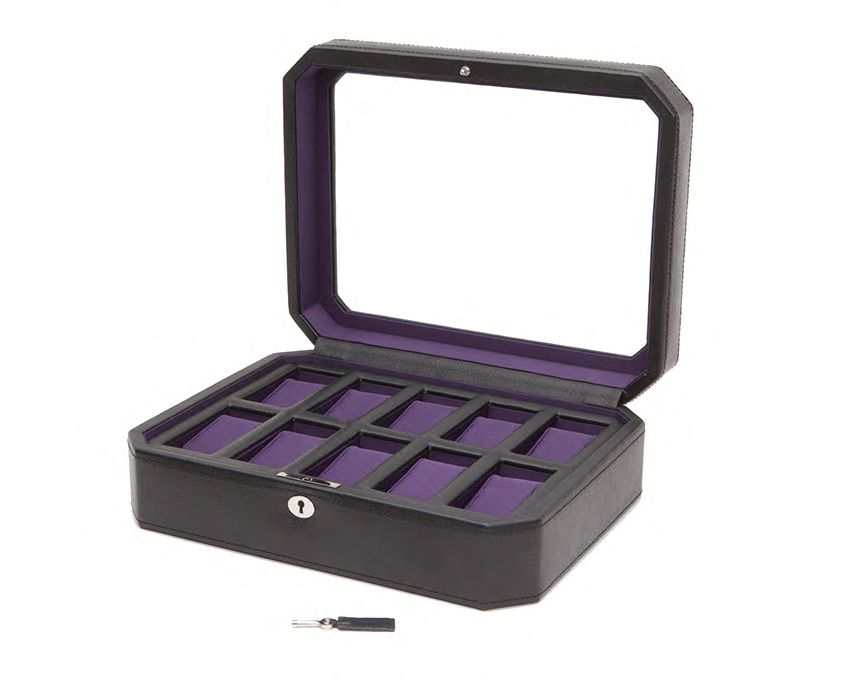 Strapista UKwatch boxesWolf Heritage Windsor 10 Piece Watch Box Black/Purple 458403Strapista UK