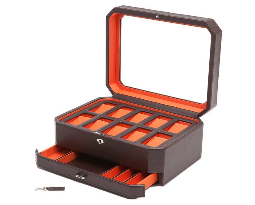 Strapista UKwatch boxesWolf Heritage Windsor 10 Piece Watch Box with Drawer Brown/Orange 4586Strapista UK