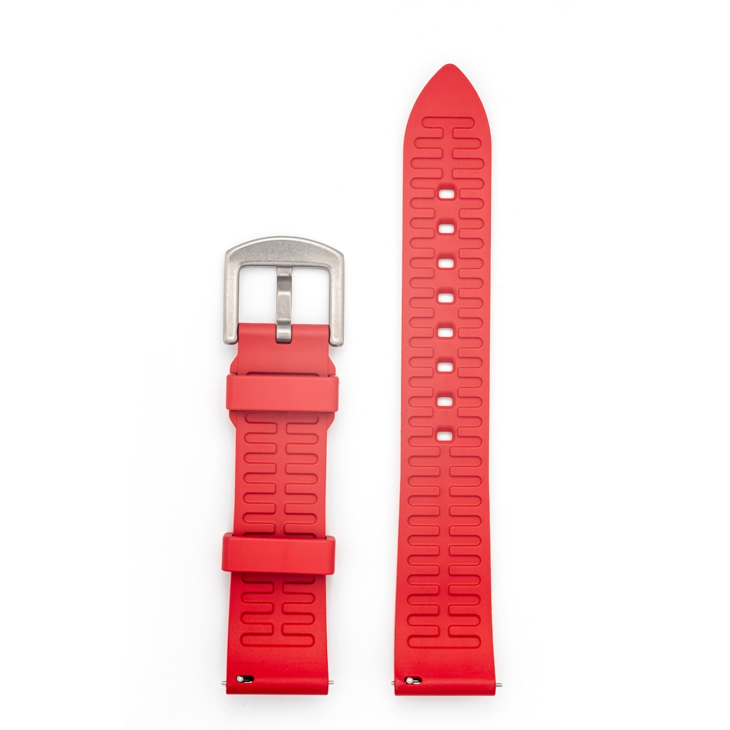 Red Kennett FKM rubber strap 22mm with quick release and buckle clasp.