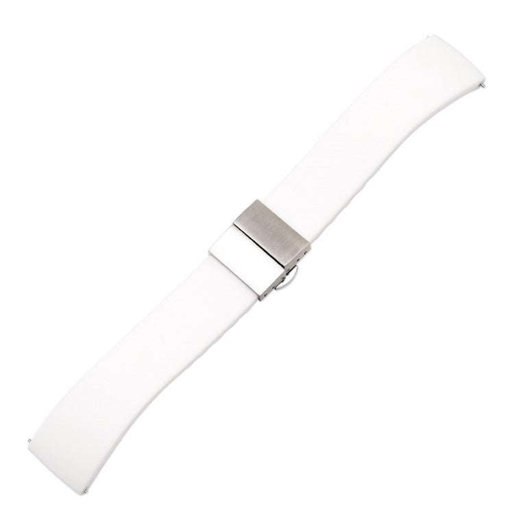 Premium silicone watch strap with stainless steel centre clasp, customizable fit, and quick release feature.