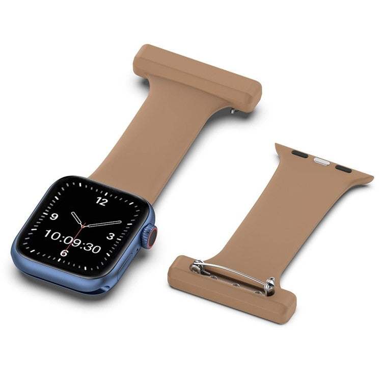 Silicone nurse smart watch fob in brown, compatible with Apple Watch, various sizes.