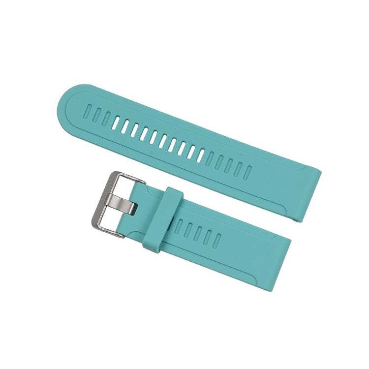 Silicone strap with sleek silver buckle for Garmin Fenix 3, teal color, designed for comfort and durability.