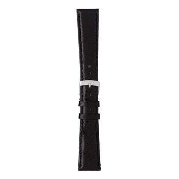 Morellato Mombasa Genuine Crocodile Watch Strap in black leather with semi-matt finish, showcasing Italian craftsmanship.