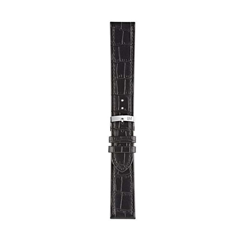 Morellato Juke alligator grain coated leather watch strap with tonal stitching and flat profile.