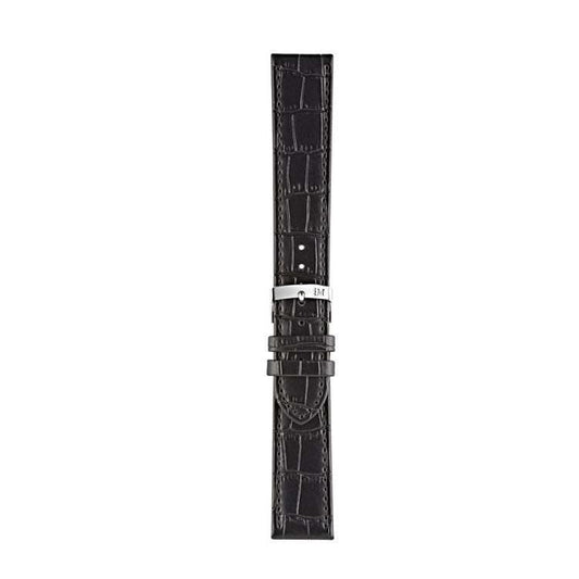 Morellato Juke alligator grain coated leather watch strap with tonal stitching and flat profile.