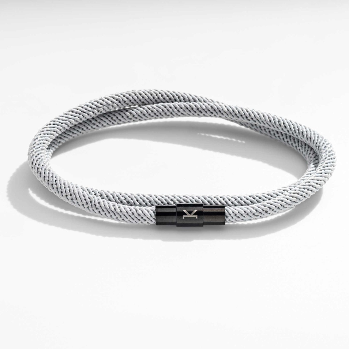 Double wrap rope bracelet with black clasp.