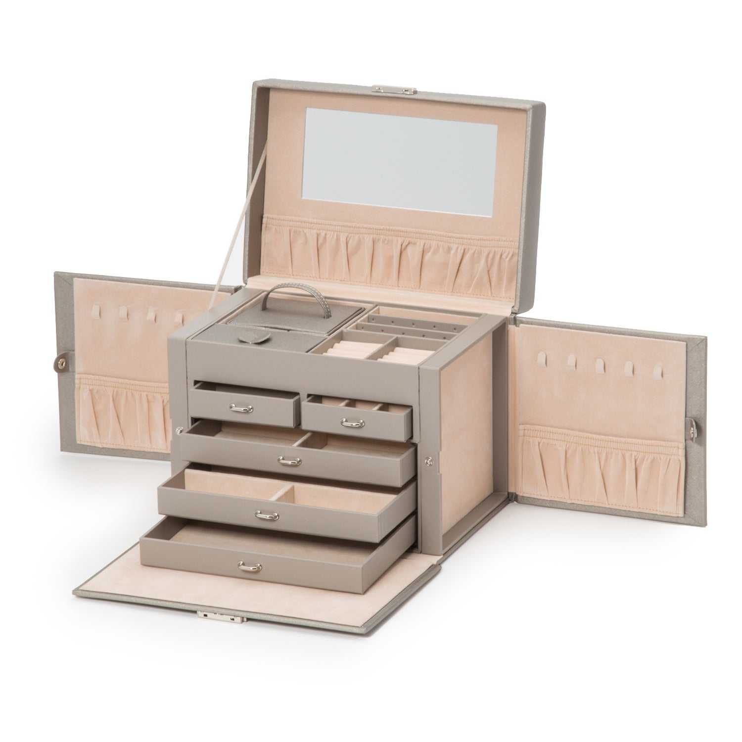 Strapista UKWolf Heritage Medium Jewellery Box Pewter Saffiano 280134Strapista UK