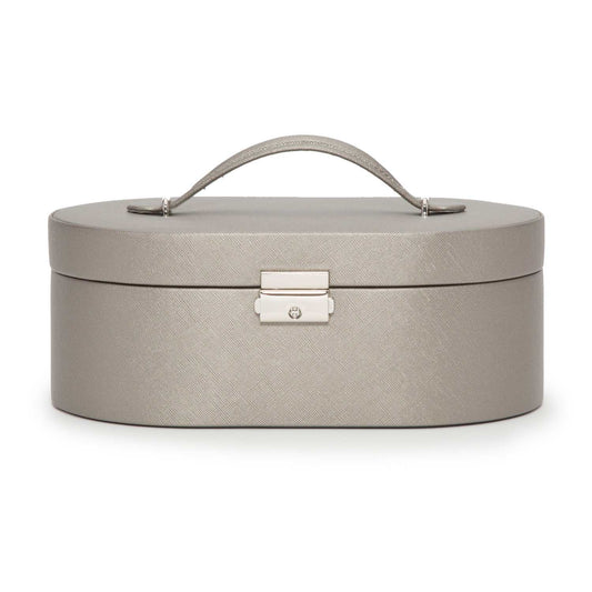 Strapista UKJewellery BoxWolf Heritage Oval Jewellery Box Pewter Saffiano 280534Strapista UK