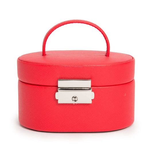 Strapista UKJewellery BoxWolf Heritage Mini Oval Jewellery Box Red Saffiano 281414Strapista UK