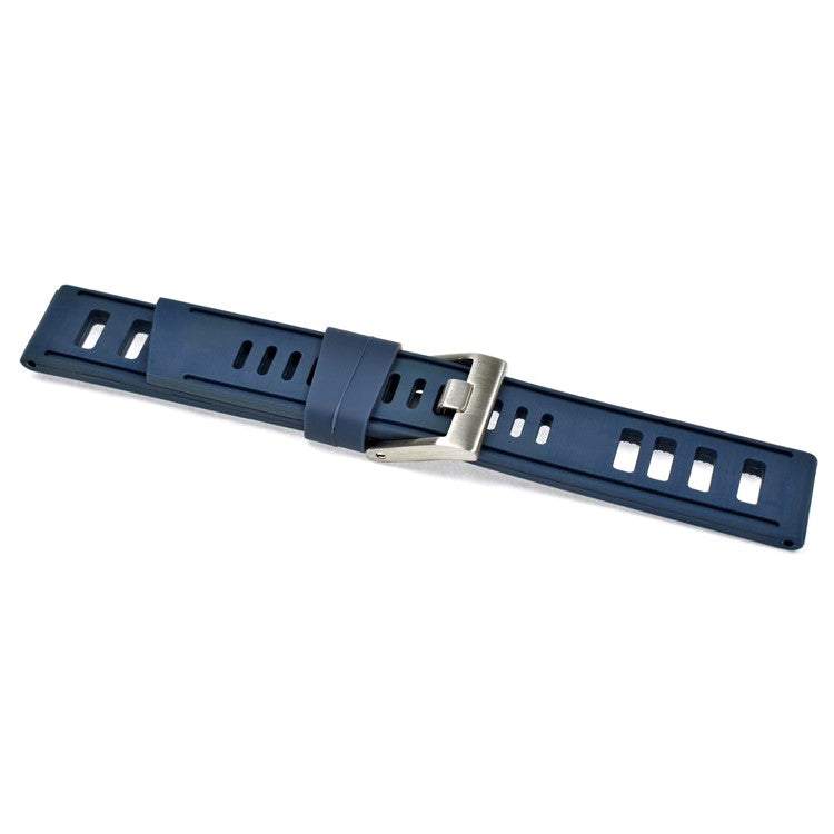 Premium sports divers silicone watch strap with cut-out design and brushed stainless steel pin buckle.