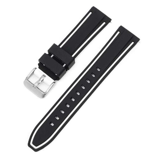 Quick Release Sport Silicone Watch Strap in Black with Chunky Keeper, Sleek Design, Various Sizes