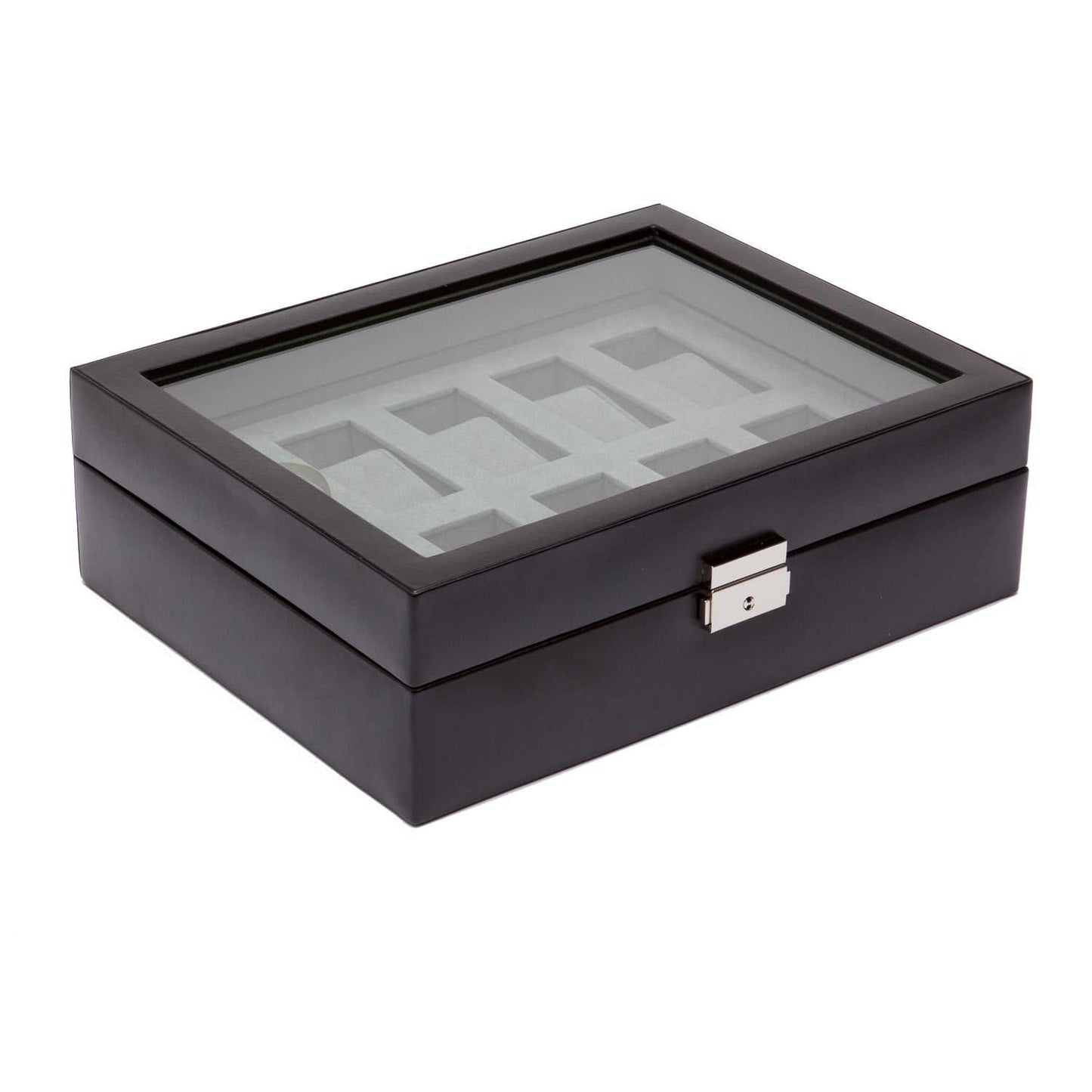 HERITAGE 10 PIECE BLACK WATCH BOX 99507The Heritage Men's collection offers functional, classically designed pieces for your everyday use. This case includes 10 watch compartments, key &amp; lock, glass c