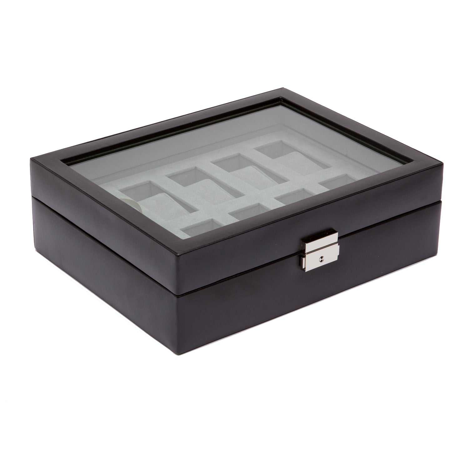 HERITAGE 10 PIECE BLACK WATCH BOX 99507The Heritage Men's collection offers functional, classically designed pieces for your everyday use. This case includes 10 watch compartments, key &amp; lock, glass c