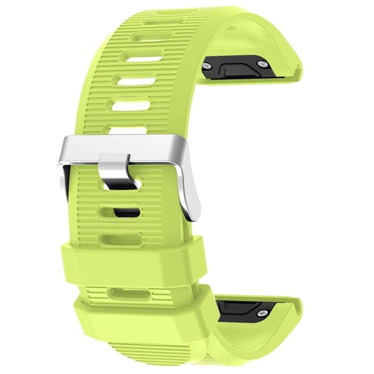 Silicone strap with silver buckle for Garmin Fenix 6X, high-quality comfort and durability.