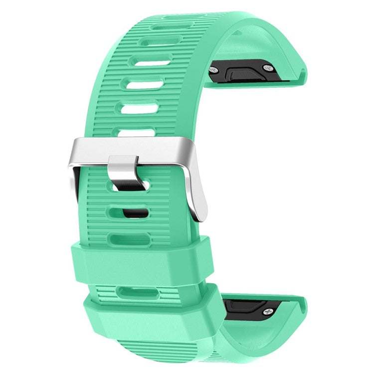 Silicone strap with silver buckle, compatible with Garmin Fenix 6X, in mint color.