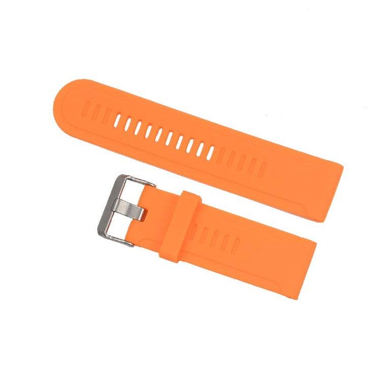 Silicone strap with silver buckle for Garmin Fenix 3, orange color, durable and stylish.