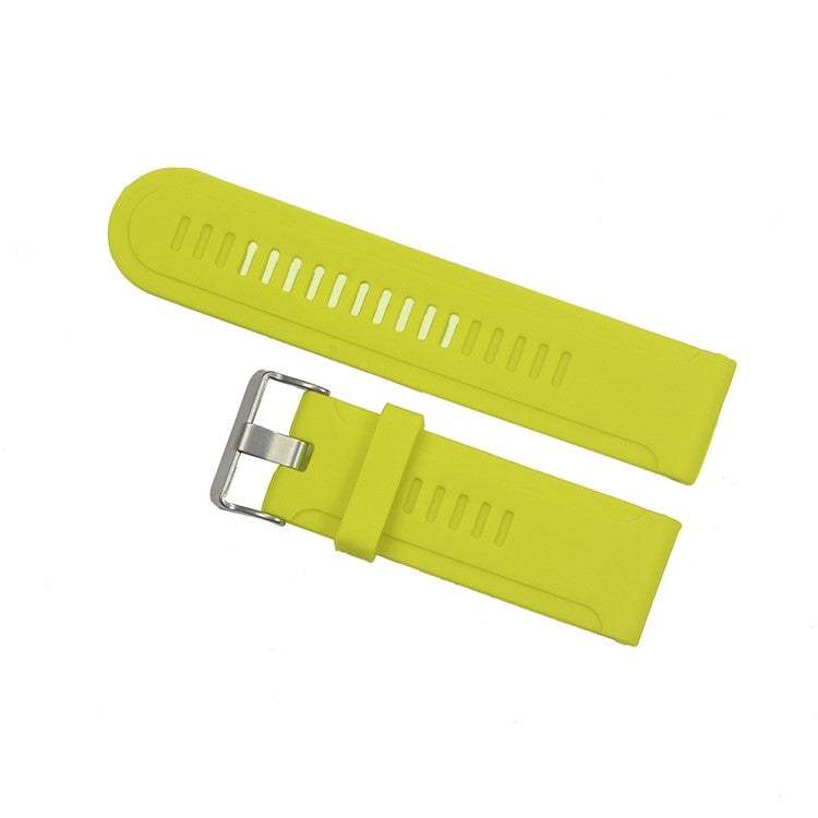 Silicone strap with silver buckle for Garmin Fenix 3 in yellow.