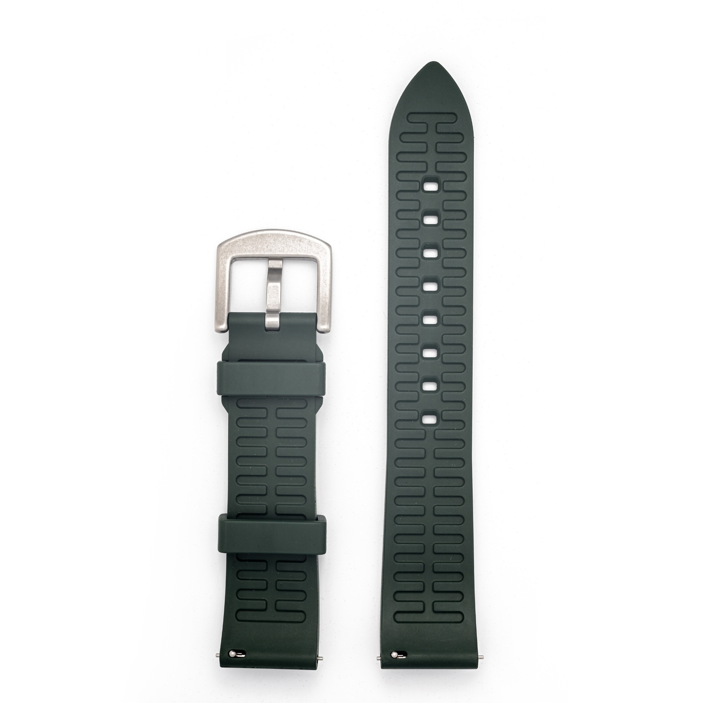 Kennett green FKM rubber strap with buckle, 22mm width, quick release.