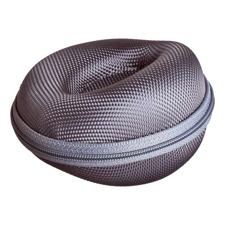 Round watch travel case with durable design and zip closure.